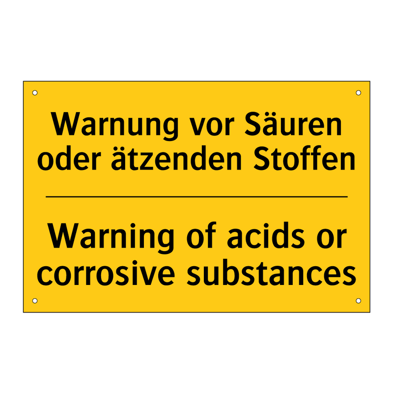 Warnung vor Säuren oder ätzenden /.../ - Warning of acids or corrosive /.../