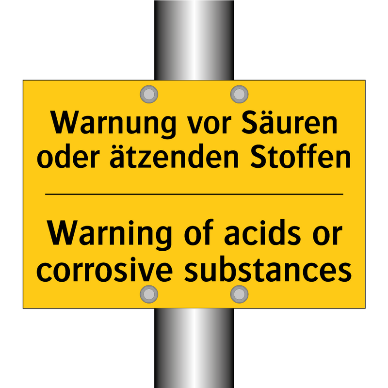 Warnung vor Säuren oder ätzenden /.../ - Warning of acids or corrosive /.../