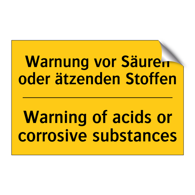 Warnung vor Säuren oder ätzenden /.../ - Warning of acids or corrosive /.../