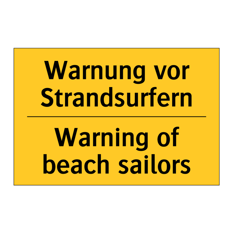 Warnung vor Strandsurfern - Warning of beach sailors