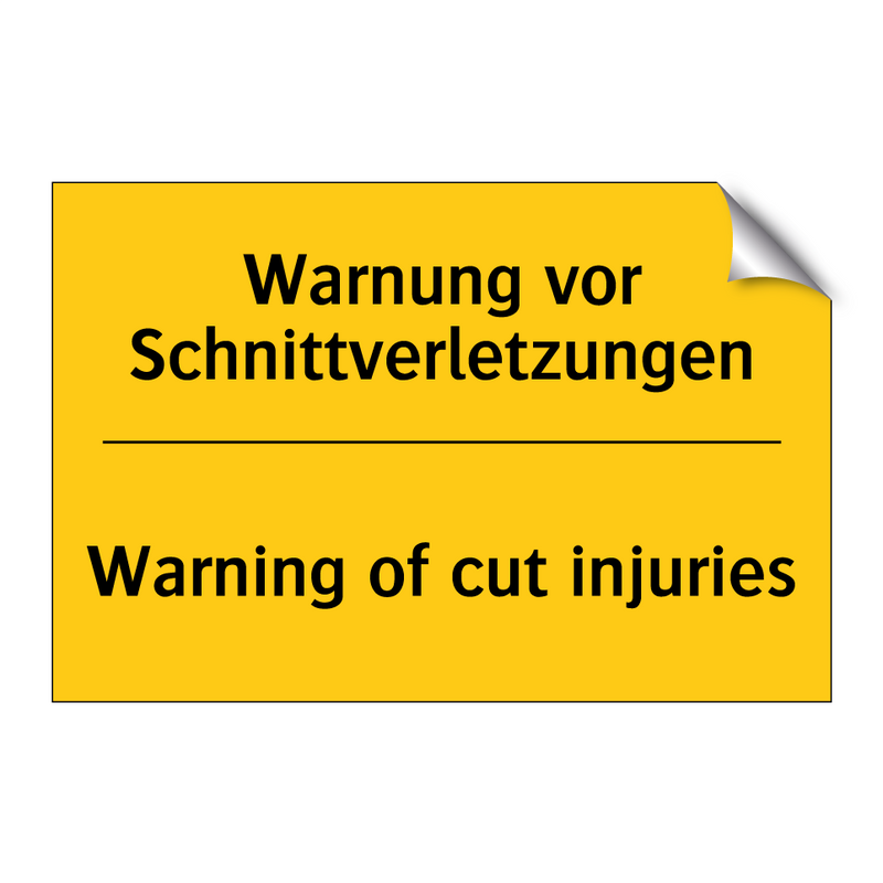 Warnung vor Schnittverletzungen/.../ - Warning of cut injuries