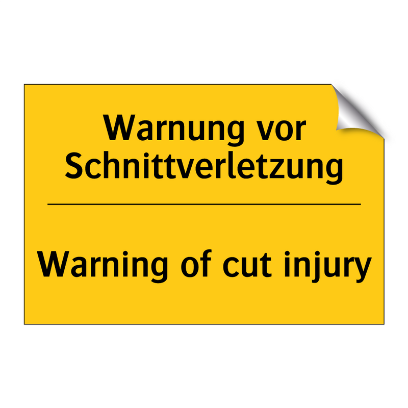 Warnung vor Schnittverletzung - Warning of cut injury