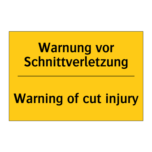 Warnung vor Schnittverletzung - Warning of cut injury