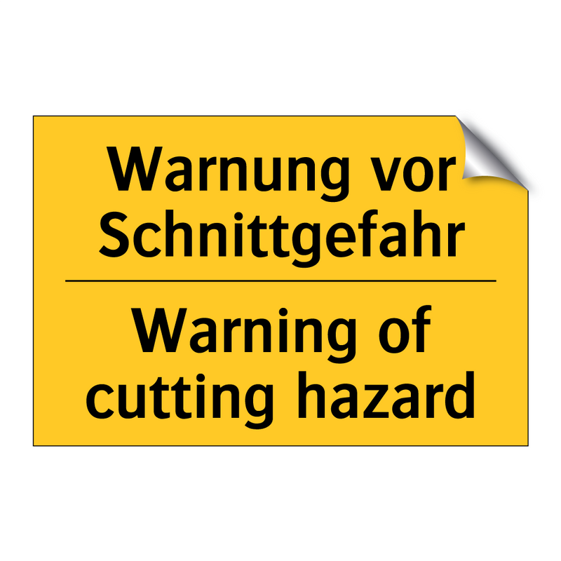 Warnung vor Schnittgefahr - Warning of cutting hazard