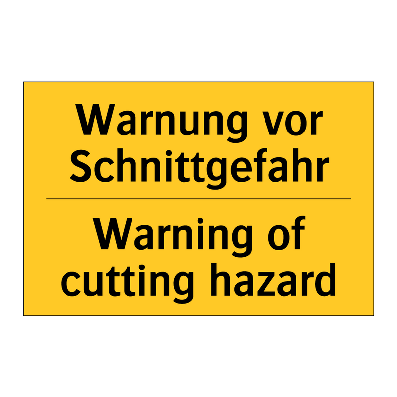 Warnung vor Schnittgefahr - Warning of cutting hazard