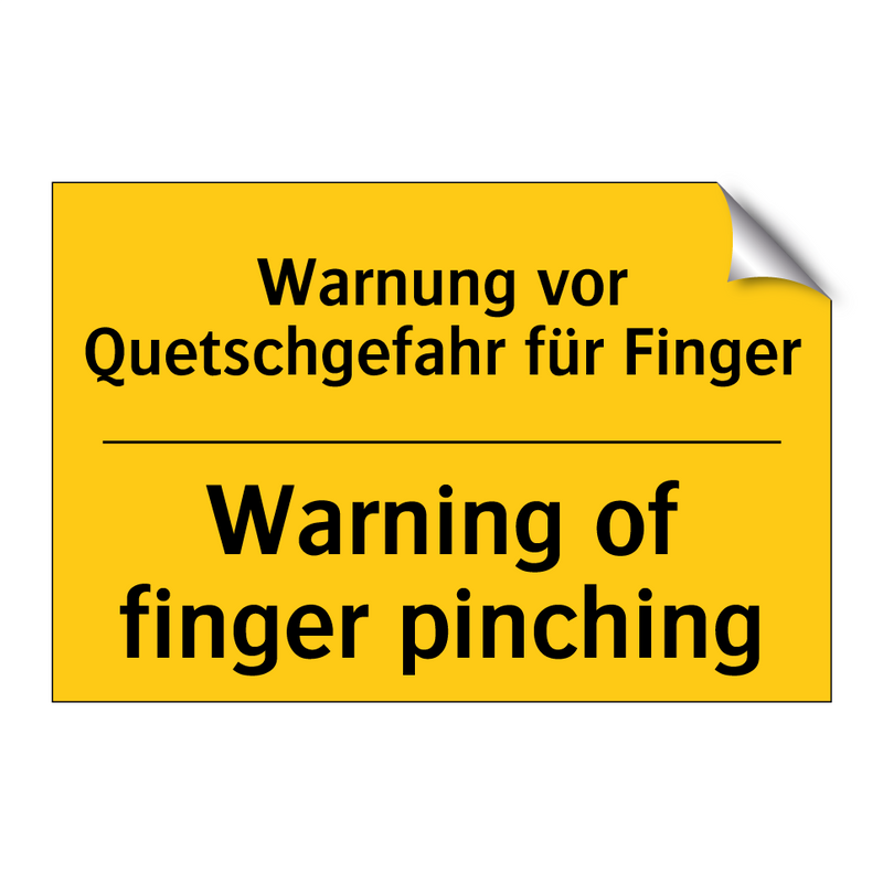 Warnung vor Quetschgefahr für /.../ - Warning of finger pinching