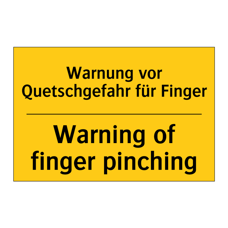 Warnung vor Quetschgefahr für /.../ - Warning of finger pinching