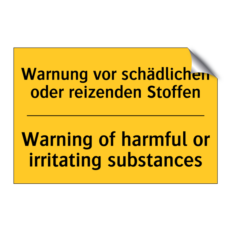 Warnung vor schädlichen oder reizenden /.../ - Warning of harmful or irritating /.../