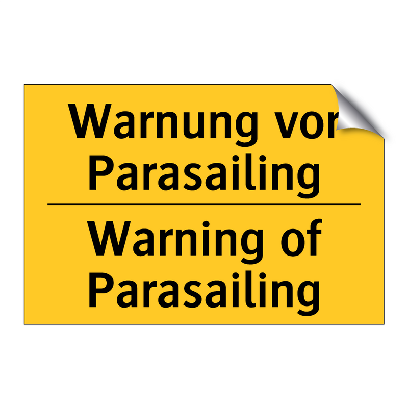 Warnung vor Parasailing - Warning of Parasailing