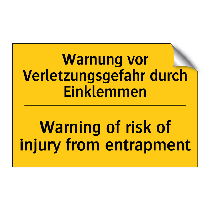 Warnung vor Verletzungsgefahr /.../ - Warning of risk of injury from /.../