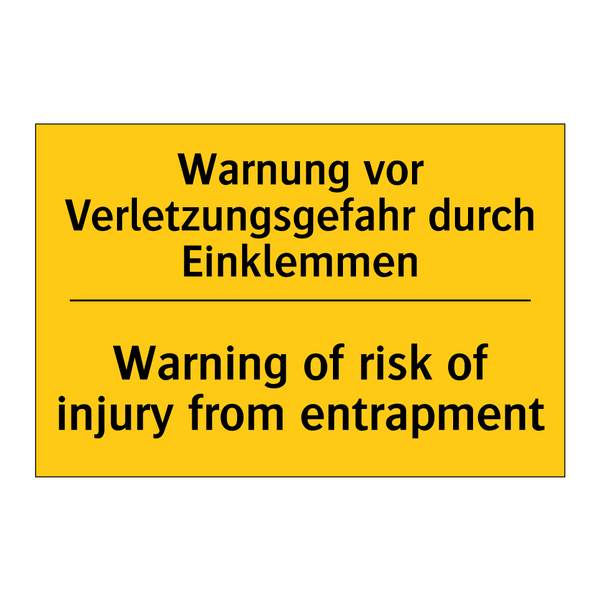 Warnung vor Verletzungsgefahr /.../ - Warning of risk of injury from /.../