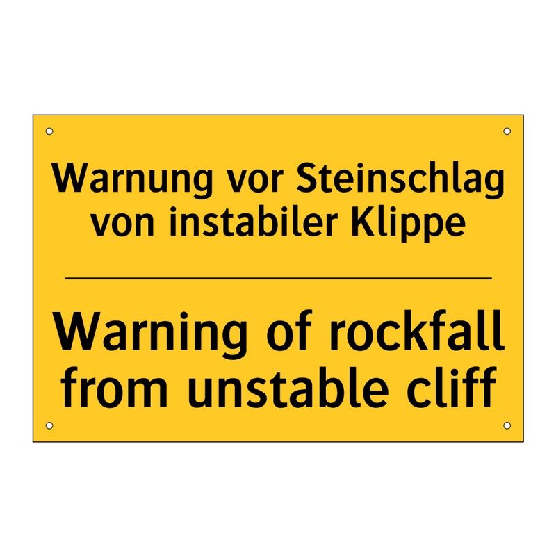 Warnung vor Steinschlag von instabiler /.../ - Warning of rockfall from unstable /.../