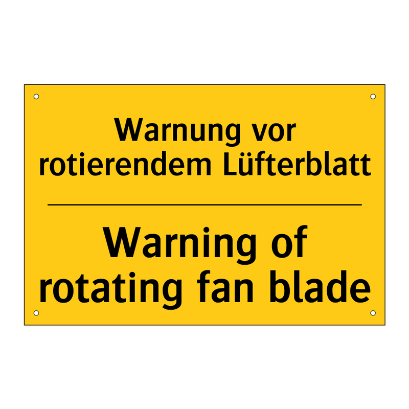 Warnung vor rotierendem Lüfterblatt/.../ - Warning of rotating fan blade