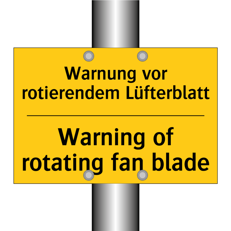 Warnung vor rotierendem Lüfterblatt/.../ - Warning of rotating fan blade