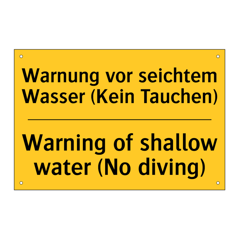 Warnung vor seichtem Wasser (Kein /.../ - Warning of shallow water (No diving)/.../