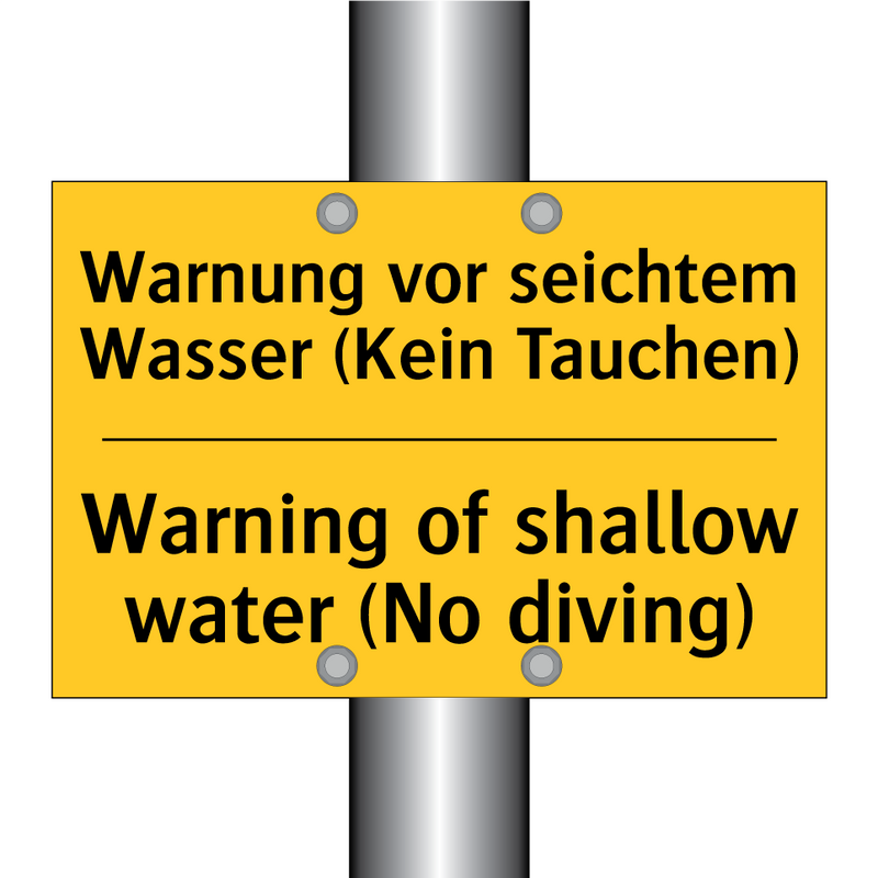 Warnung vor seichtem Wasser (Kein /.../ - Warning of shallow water (No diving)/.../