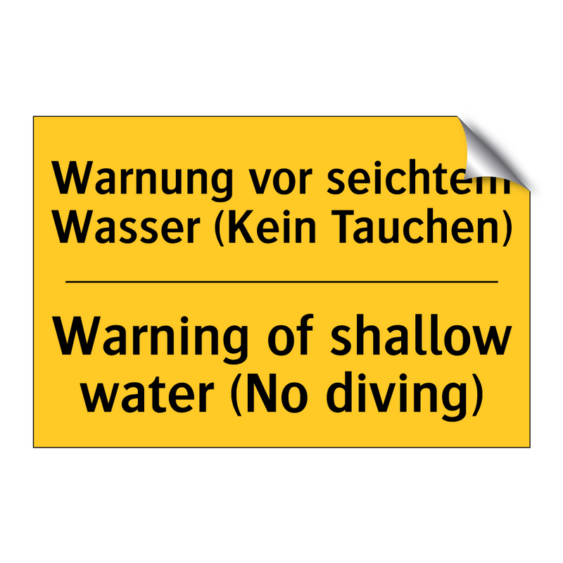 Warnung vor seichtem Wasser (Kein /.../ - Warning of shallow water (No diving)/.../