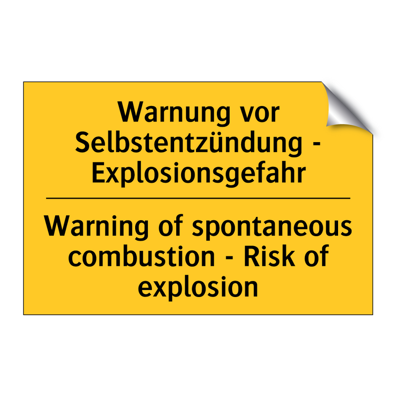 Warnung vor Selbstentzündung - /.../ - Warning of spontaneous combustion /.../