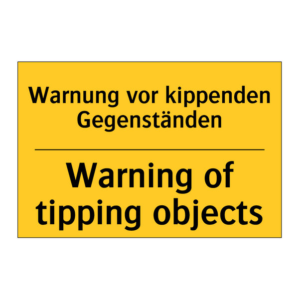 Warnung vor kippenden Gegenständen/.../ - Warning of tipping objects