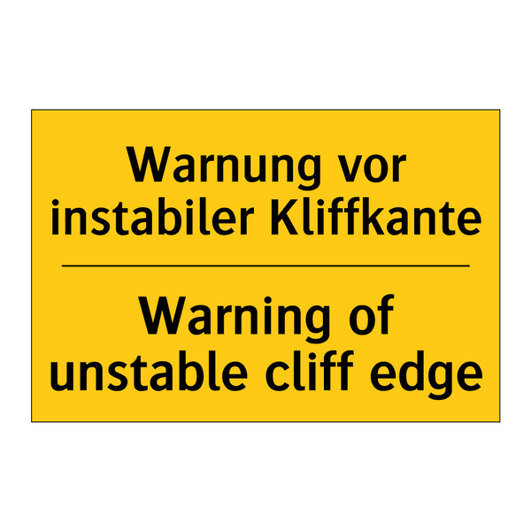 Warnung vor instabiler Kliffkante/.../ - Warning of unstable cliff edge