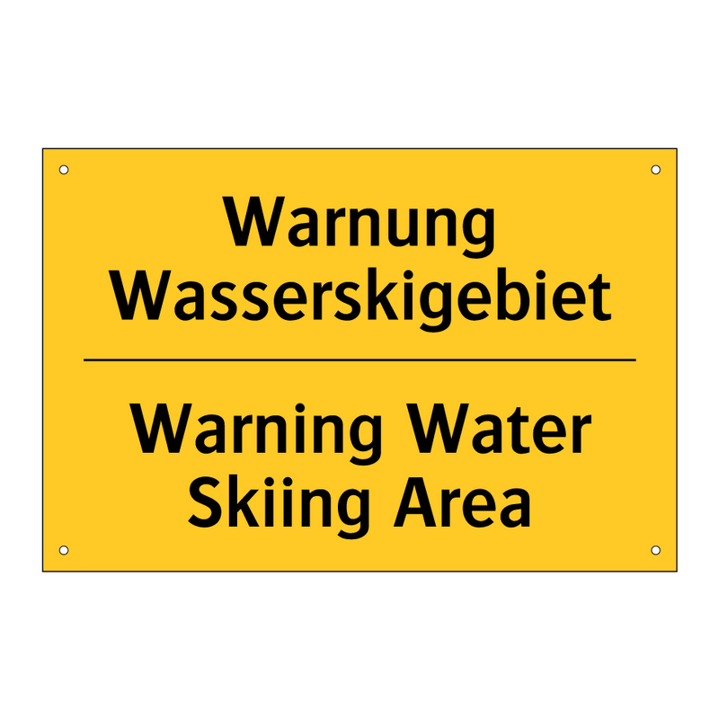 Warnung Wasserskigebiet - Warning Water Skiing Area