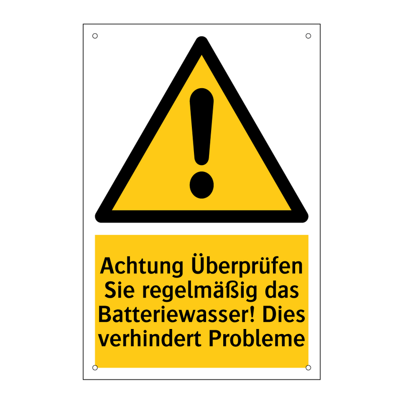 Achtung Überprüfen Sie regelmäßig das Batteriewasser! Dies verhindert Probleme