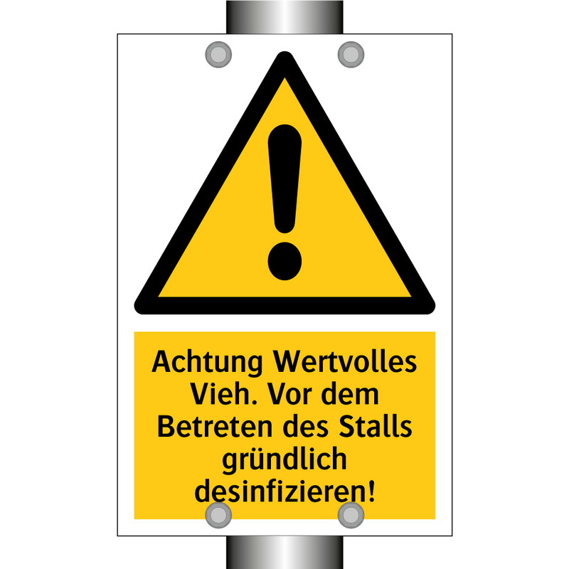 Achtung Wertvolles Vieh. Vor dem Betreten des Stalls gründlich desinfizieren!