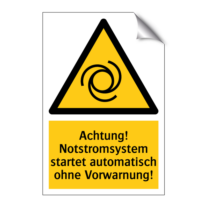 Achtung! Notstromsystem startet automatisch ohne Vorwarnung!