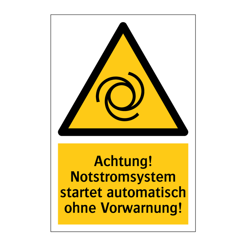 Achtung! Notstromsystem startet automatisch ohne Vorwarnung!