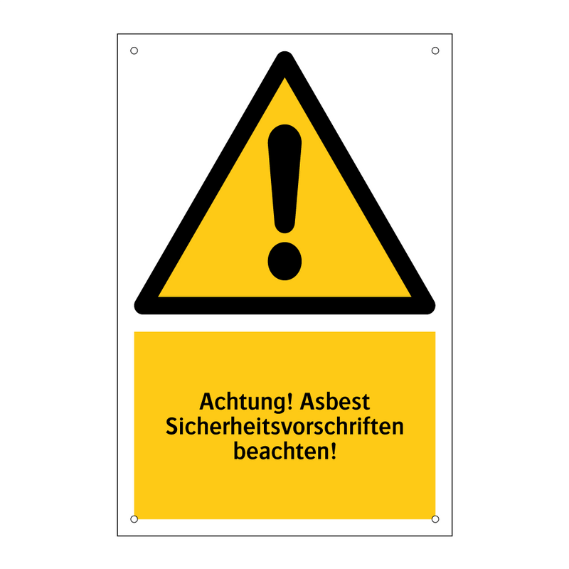 Achtung! Asbest Sicherheitsvorschriften beachten!