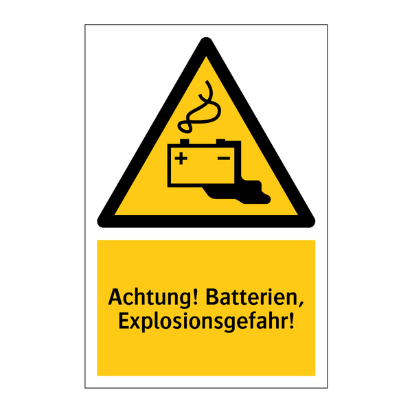 Achtung! Batterien, Explosionsgefahr!