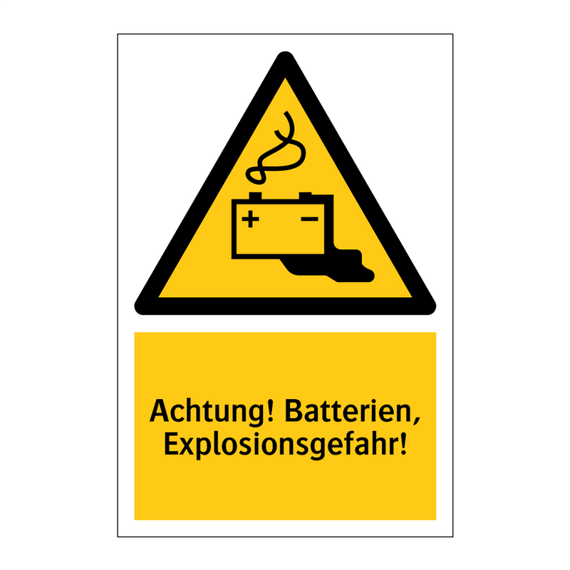 Achtung! Batterien, Explosionsgefahr!