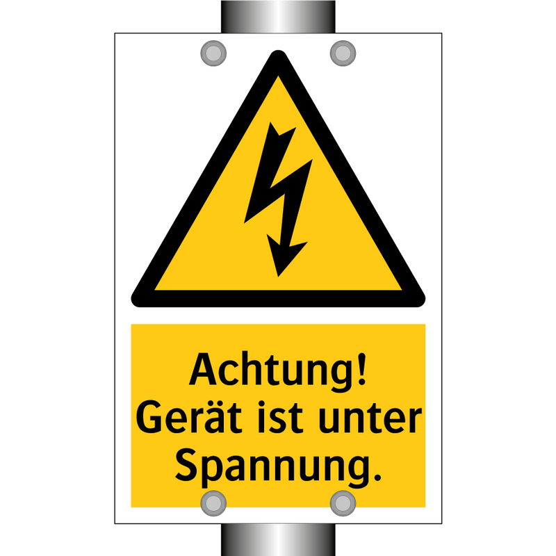 Achtung! Gerät ist unter Spannung.