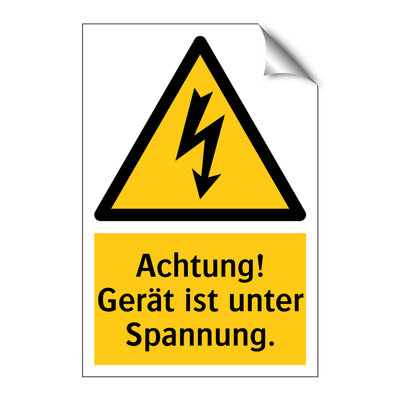 Achtung! Gerät ist unter Spannung.