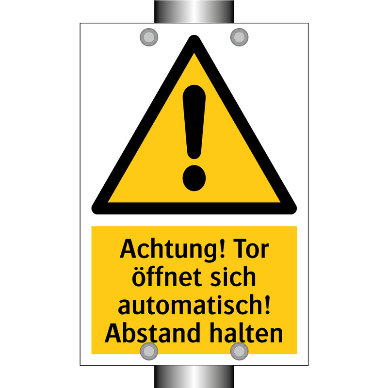 Achtung! Tor öffnet sich automatisch! Abstand halten