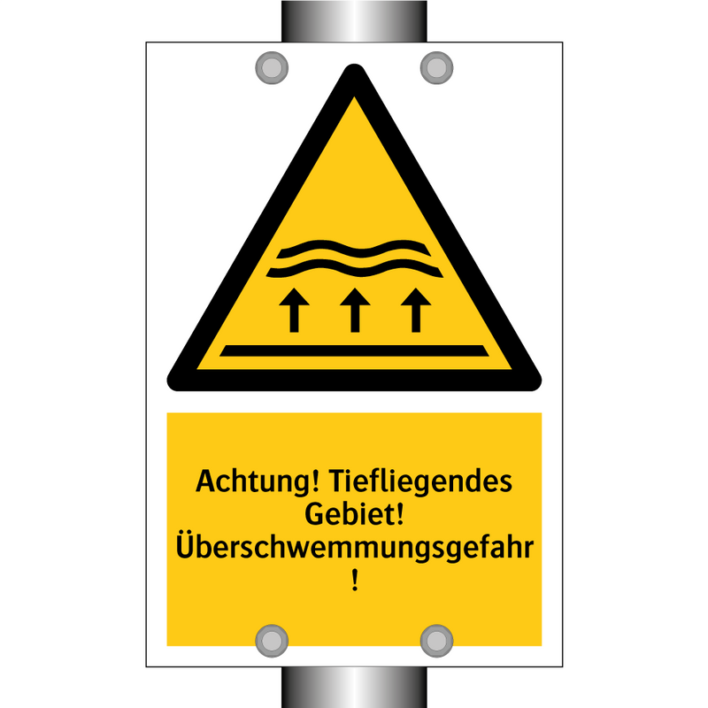 Achtung! Tiefliegendes Gebiet! Überschwemmungsgefahr!