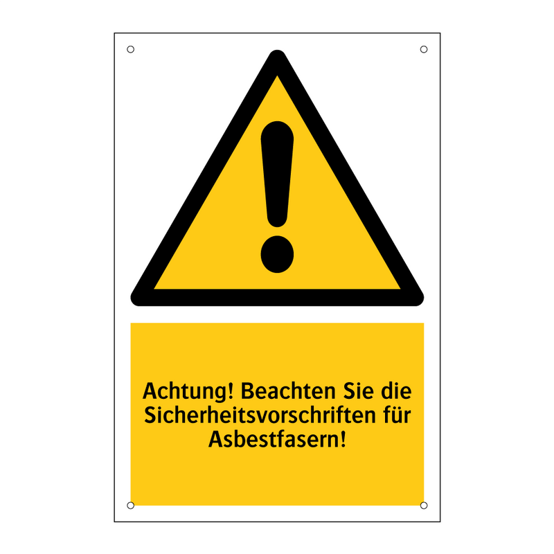 Achtung! Beachten Sie die Sicherheitsvorschriften für Asbestfasern!