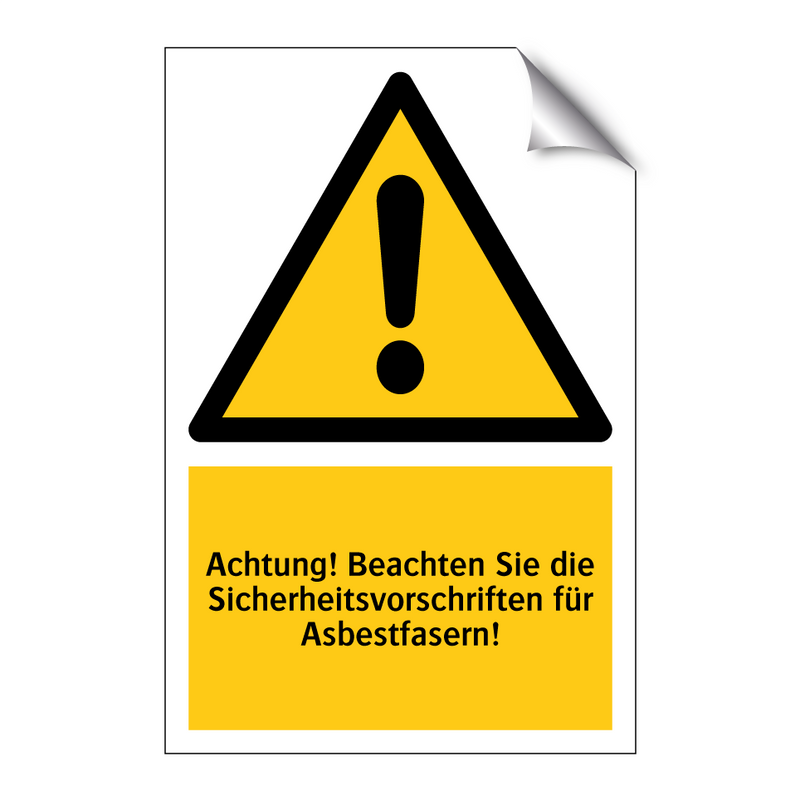 Achtung! Beachten Sie die Sicherheitsvorschriften für Asbestfasern!