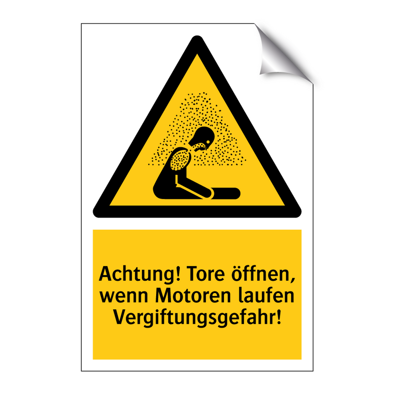 Achtung! Tore öffnen, wenn Motoren laufen Vergiftungsgefahr!