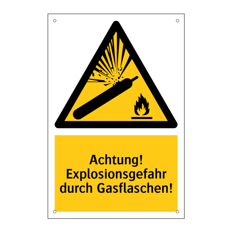 Achtung! Explosionsgefahr durch Gasflaschen!