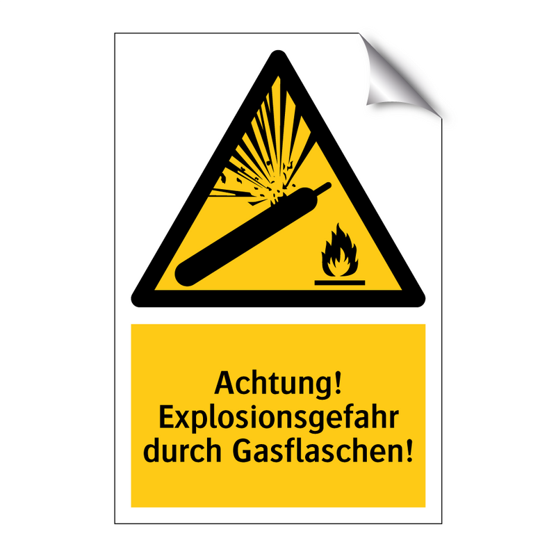 Achtung! Explosionsgefahr durch Gasflaschen!