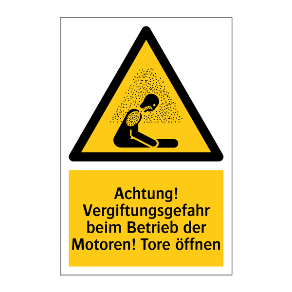 Achtung! Vergiftungsgefahr beim Betrieb der Motoren! Tore öffnen