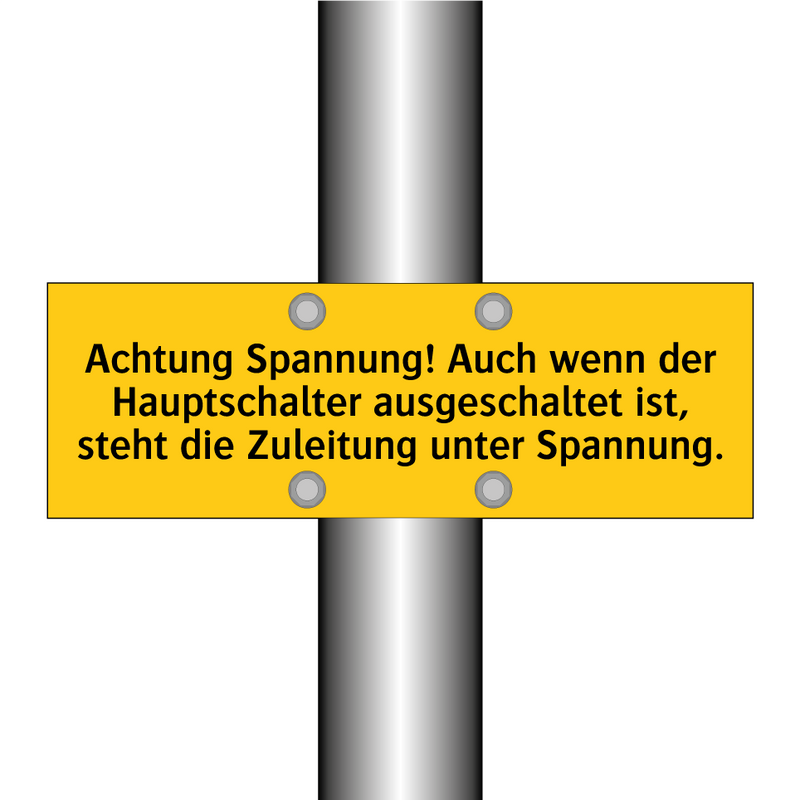 Achtung Spannung! Auch wenn der Hauptschalter ausgeschaltet ist, steht die Zuleitung unter Spannung.