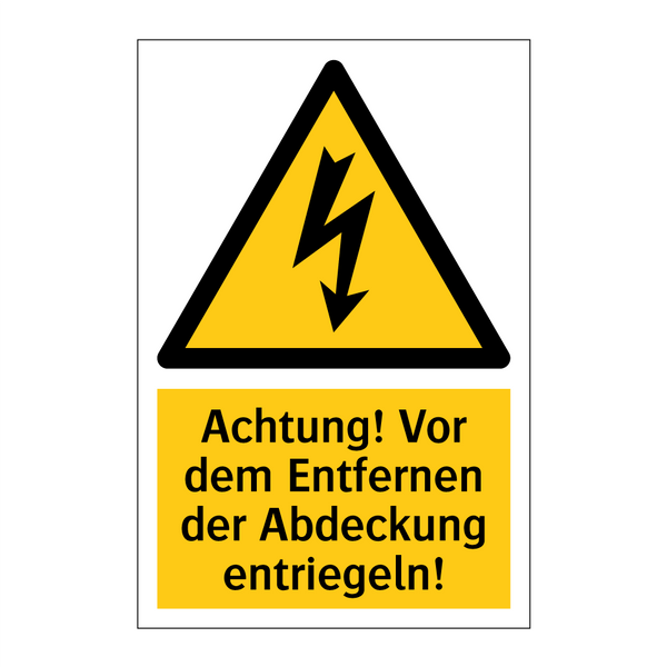 Achtung! Vor dem Entfernen der Abdeckung entriegeln!