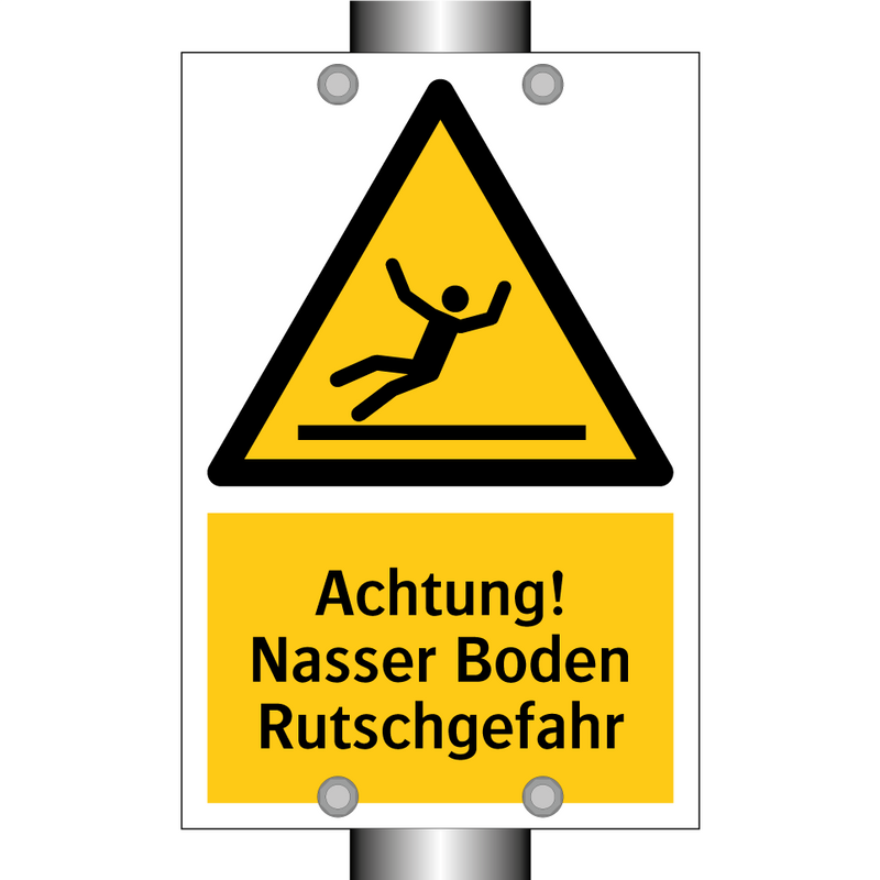 Achtung! Nasser Boden Rutschgefahr