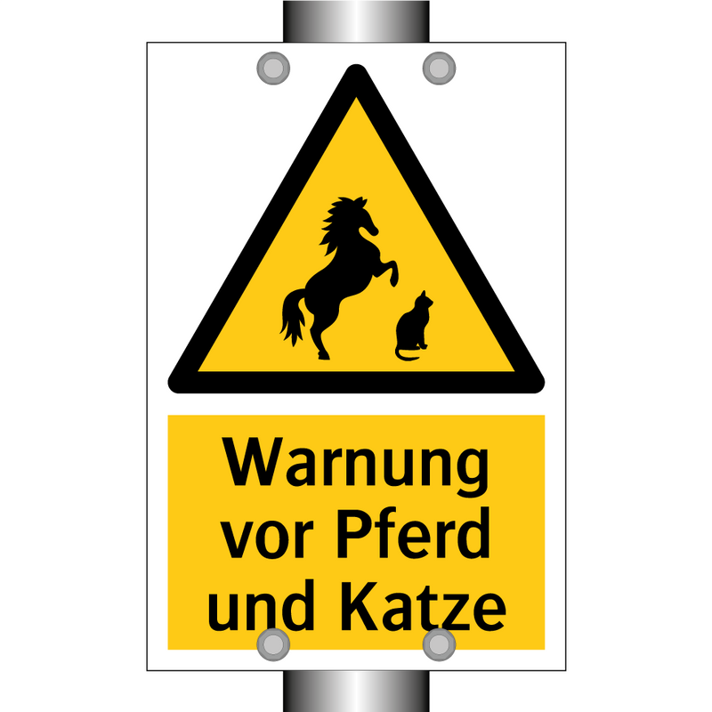 Warnung vor Pferd und Katze