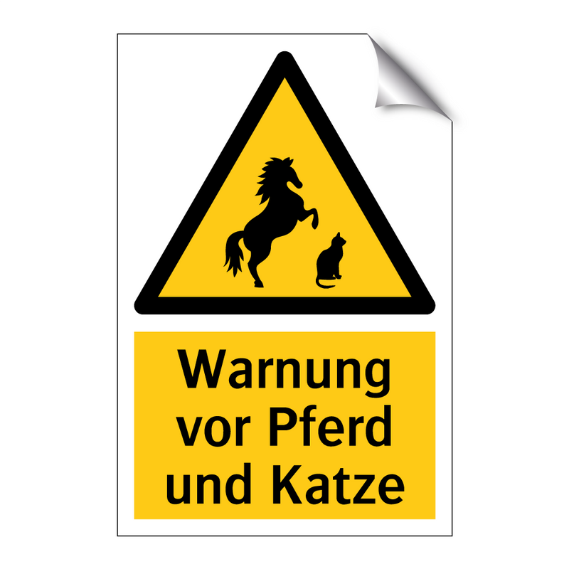 Warnung vor Pferd und Katze