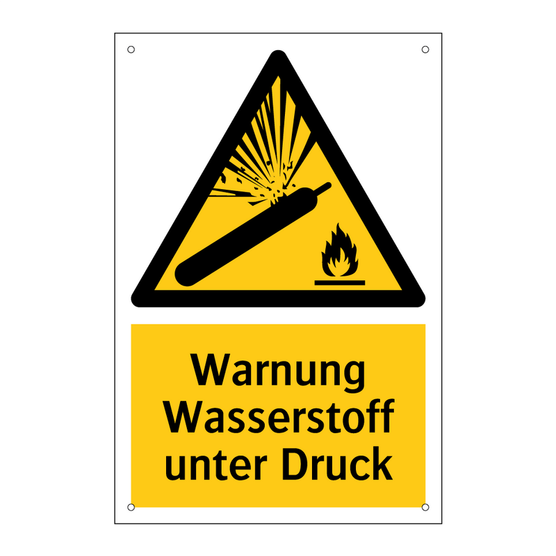 Warnung Wasserstoff unter Druck