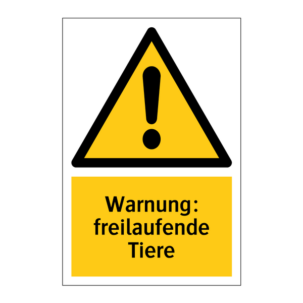 Warnung: freilaufende Tiere