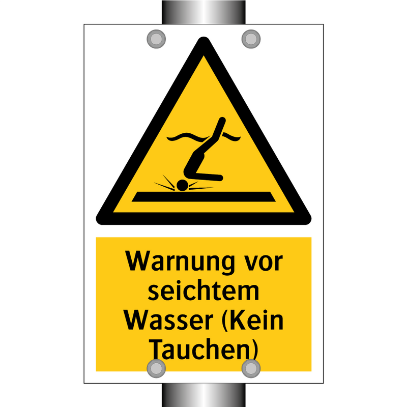 Warnung vor seichtem Wasser (Kein Tauchen)